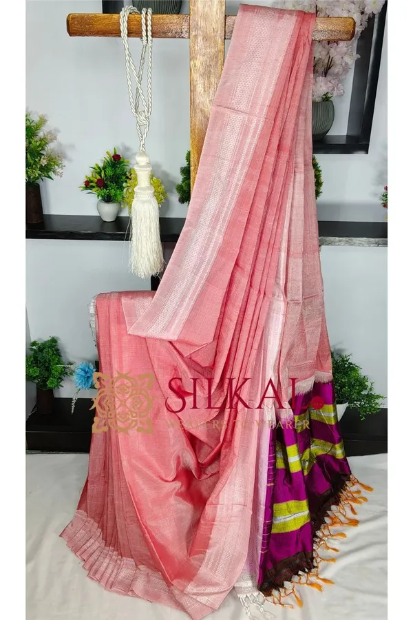 Ilkal_Handloom_Viscose_Cotton_Silk_Chikki_Paras_Border_Saree_SKL04226