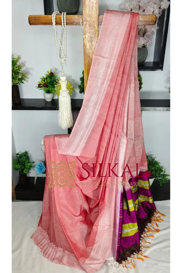 Ilkal_Handloom_Viscose_Cotton_Silk_Chikki_Paras_Border_Saree_SKL04226