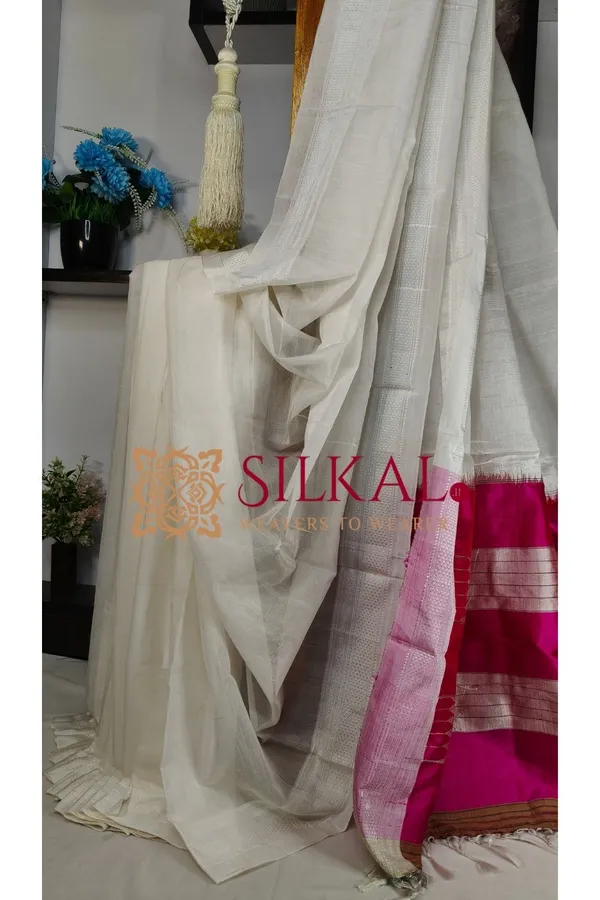 Ilkal_Handloom_Viscose_Cotton_Silk_Chikki_Paras_Border_Saree_SKL04228