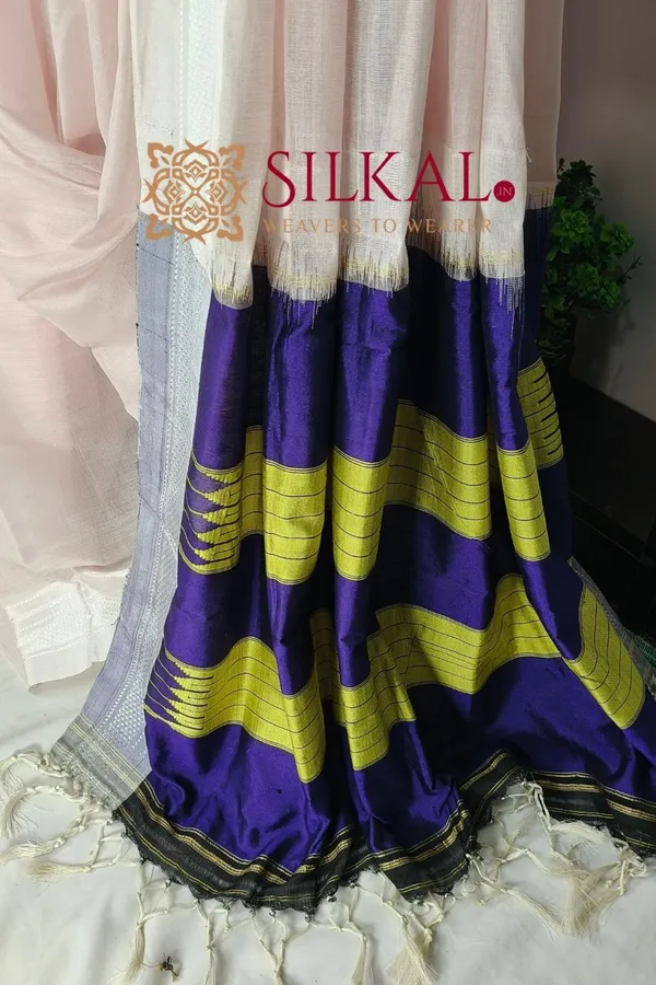 Ilkal_Handloom_Viscose_Cotton_Silk_Chikki_Paras_Border_Saree_SKL04229