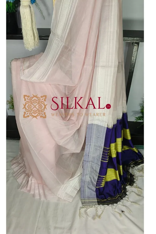 Ilkal_Handloom_Viscose_Cotton_Silk_Chikki_Paras_Border_Saree_SKL04229