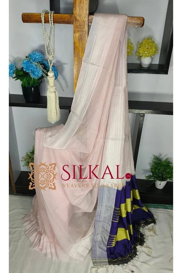 Ilkal_Handloom_Viscose_Cotton_Silk_Chikki_Paras_Border_Saree_SKL04229