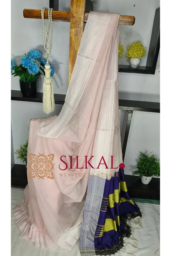 Ilkal_Handloom_Viscose_Cotton_Silk_Chikki_Paras_Border_Saree_SKL04229