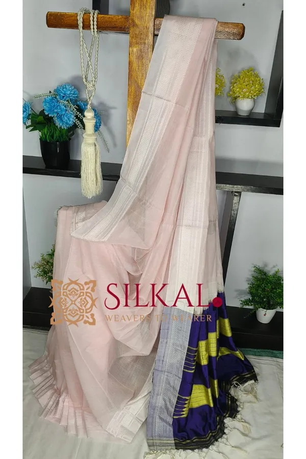 Ilkal_Handloom_Viscose_Cotton_Silk_Chikki_Paras_Border_Saree_SKL04229