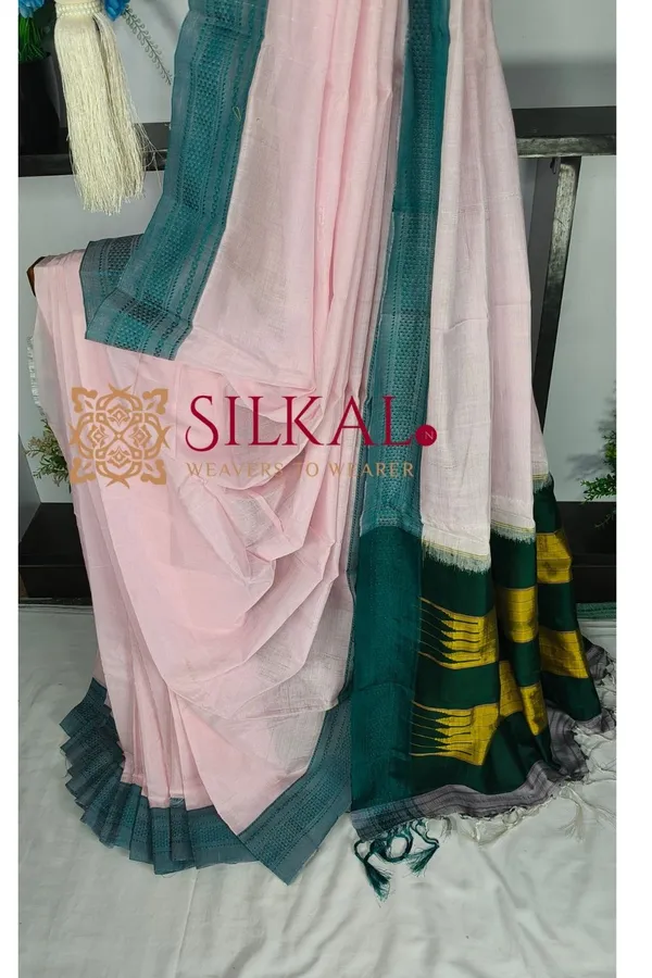 Ilkal_Handloom_Viscose_Cotton_Silk_Chikki_Paras_Border_Saree_SKL04230