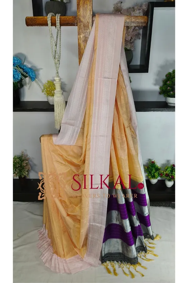 Ilkal_Handloom_Viscose_Cotton_Silk_Chikki_Paras_Border_Saree_SKL04231