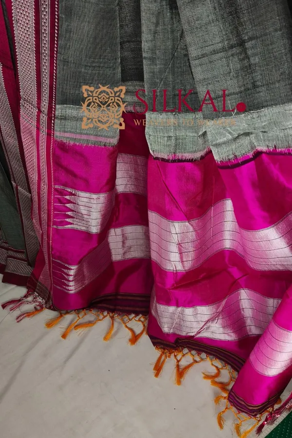 Ilkal_Handloom_Viscose_Cotton_Silk_Chikki_Paras_Border_Saree_SKL04233
