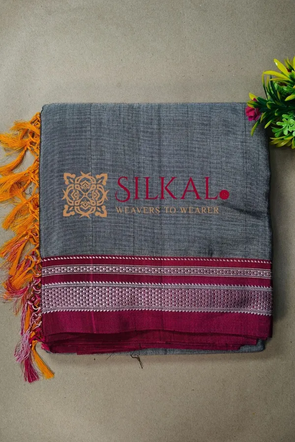 Ilkal_Handloom_Viscose_Cotton_Silk_Chikki_Paras_Border_Saree_SKL04233