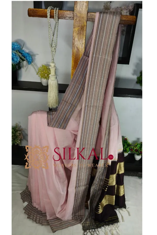 Ilkal_Handloom_Viscose_Cotton_Silk_Chikki_Paras_Border_Saree_SKL04234