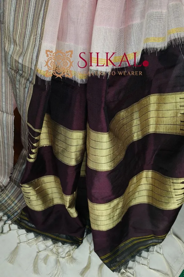 Ilkal_Handloom_Viscose_Cotton_Silk_Chikki_Paras_Border_Saree_SKL04234