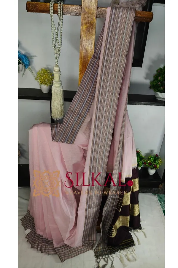 Ilkal_Handloom_Viscose_Cotton_Silk_Chikki_Paras_Border_Saree_SKL04234