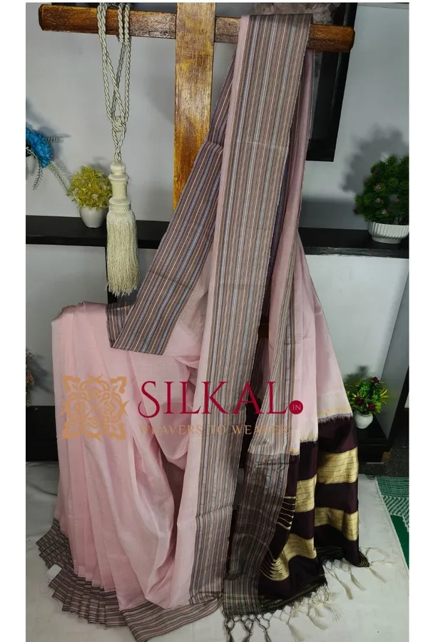Ilkal_Handloom_Viscose_Cotton_Silk_Chikki_Paras_Border_Saree_SKL04234