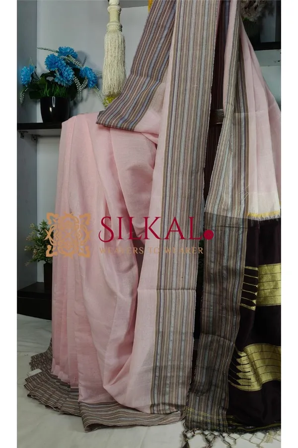 Ilkal_Handloom_Viscose_Cotton_Silk_Chikki_Paras_Border_Saree_SKL04234