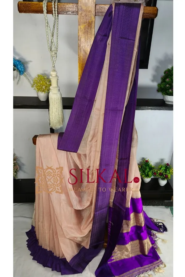 Ilkal_Handloom_Viscose_Cotton_Silk_Chikki_Paras_Border_Saree_SKL04235