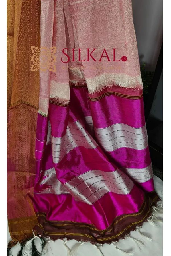 Ilkal_Handloom_Viscose_Cotton_Silk_Chikki_Paras_Border_Saree_SKL04236