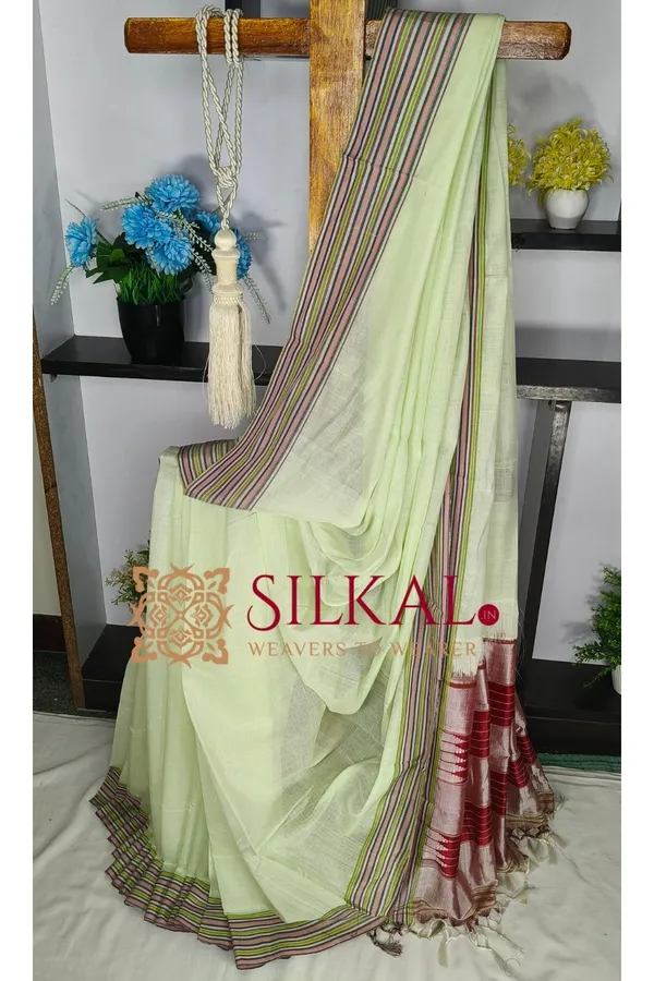 Ilkal_Handloom_Viscose_Cotton_Silk_Chikki_Paras_Border_Saree_SKL04237