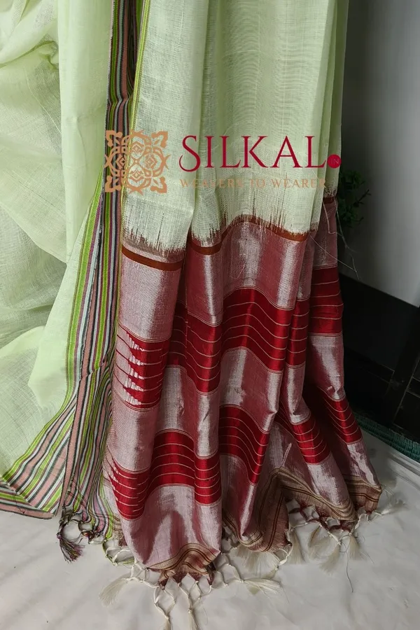 Ilkal_Handloom_Viscose_Cotton_Silk_Chikki_Paras_Border_Saree_SKL04237