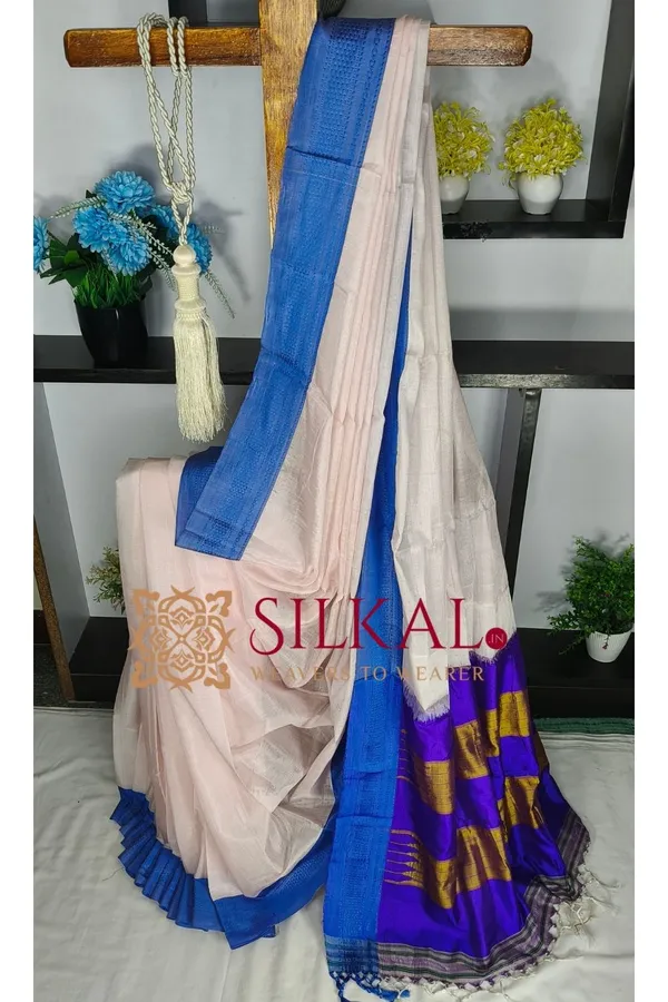 Ilkal_Handloom_Viscose_Cotton_Silk_Chikki_Paras_Border_Saree_SKL04240