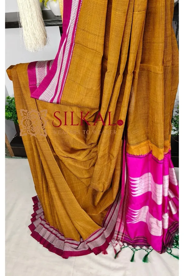 Ilkal_Handloom_Viscose_Cotton_Silk_Chikki_Paras_Border_Saree_SKL04241