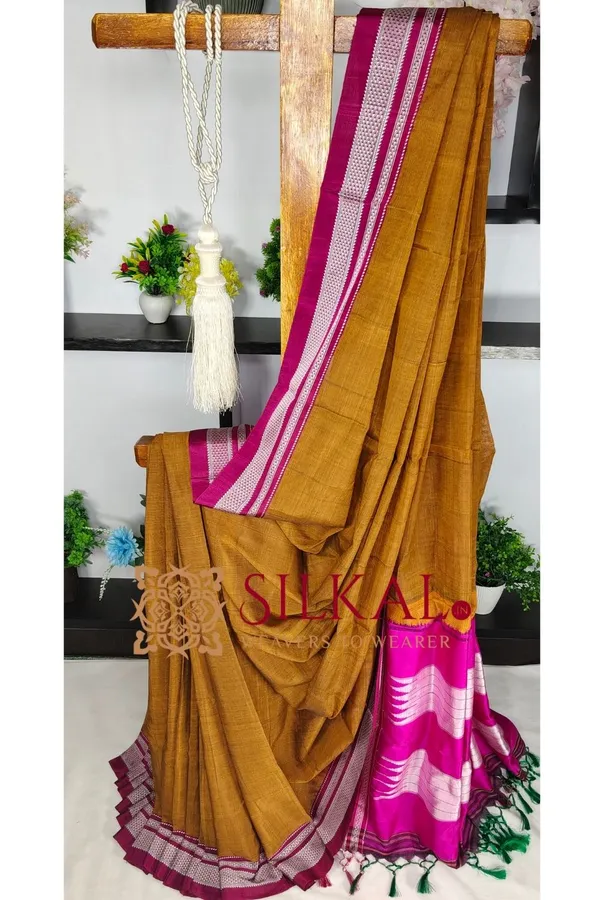 Ilkal_Handloom_Viscose_Cotton_Silk_Chikki_Paras_Border_Saree_SKL04241