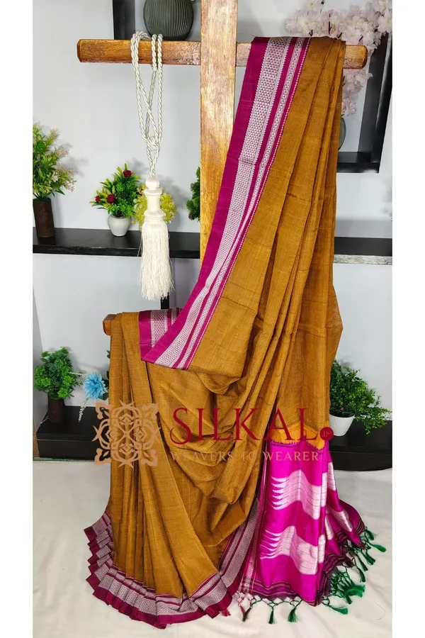 Ilkal_Handloom_Viscose_Cotton_Silk_Chikki_Paras_Border_Saree_SKL04241