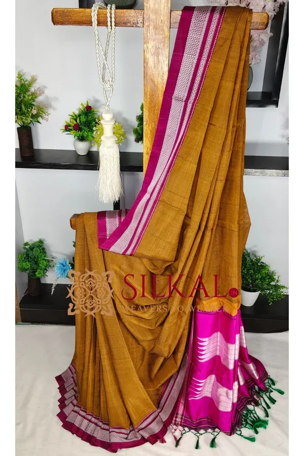 Ilkal_Handloom_Viscose_Cotton_Silk_Chikki_Paras_Border_Saree_SKL04241