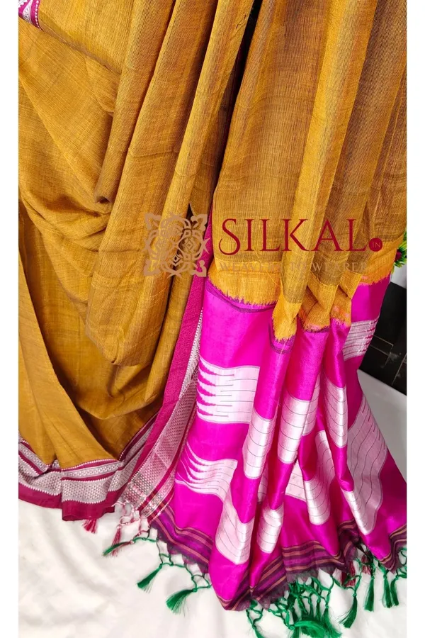 Ilkal_Handloom_Viscose_Cotton_Silk_Chikki_Paras_Border_Saree_SKL04241