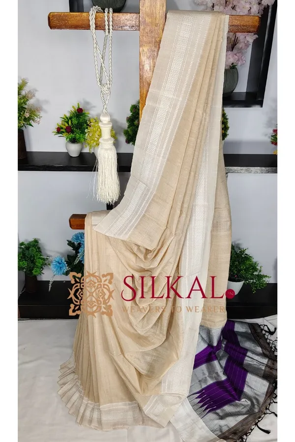 Ilkal_Handloom_Viscose_Cotton_Silk_Chikki_Paras_Border_Saree_SKL04243