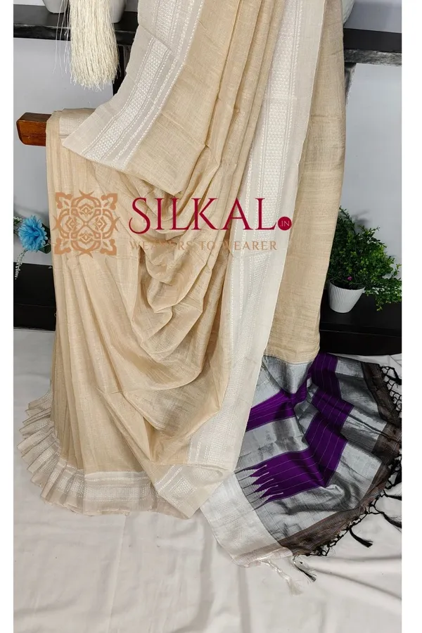 Ilkal_Handloom_Viscose_Cotton_Silk_Chikki_Paras_Border_Saree_SKL04243