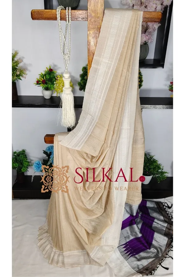Ilkal_Handloom_Viscose_Cotton_Silk_Chikki_Paras_Border_Saree_SKL04243