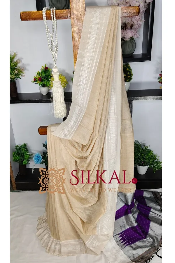 Ilkal_Handloom_Viscose_Cotton_Silk_Chikki_Paras_Border_Saree_SKL04243