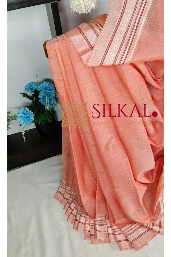 Ilkal_Handloom_Viscose_Cotton_Silk_Chikki_Paras_Border_Saree_SKL04244