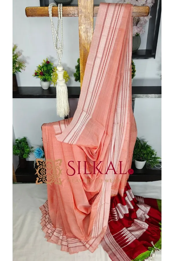 Ilkal_Handloom_Viscose_Cotton_Silk_Chikki_Paras_Border_Saree_SKL04244