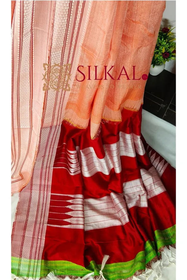 Ilkal_Handloom_Viscose_Cotton_Silk_Chikki_Paras_Border_Saree_SKL04244