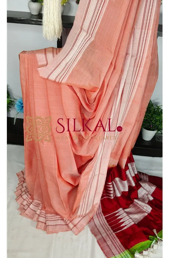 Ilkal_Handloom_Viscose_Cotton_Silk_Chikki_Paras_Border_Saree_SKL04244