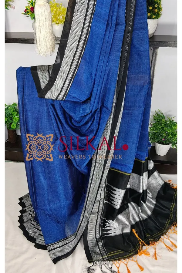 Ilkal_Handloom_Viscose_Cotton_Silk_Chikki_Paras_Border_Saree_SKL04245