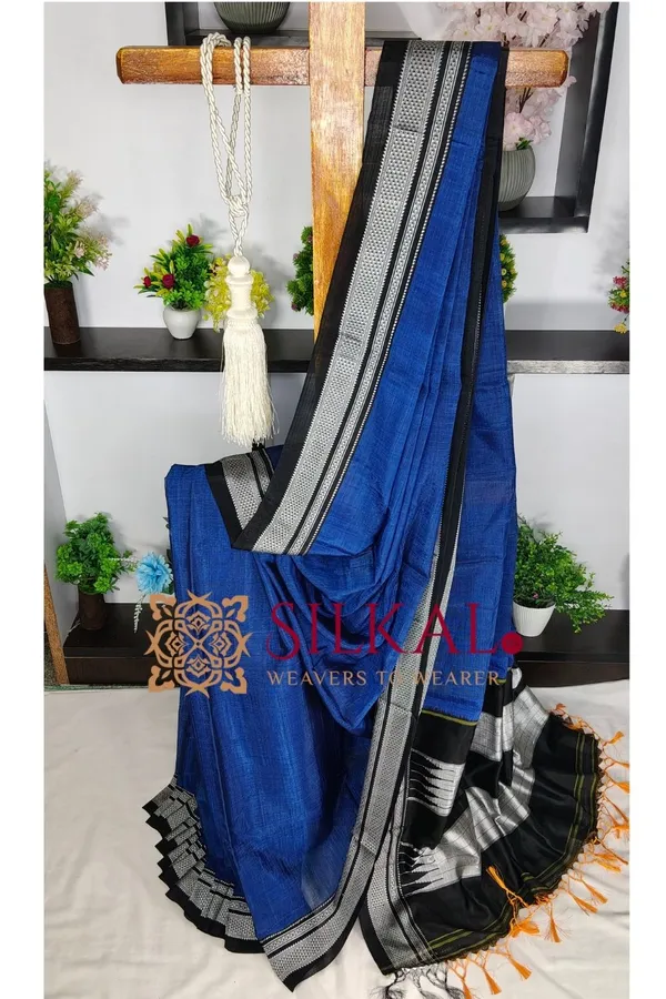 Ilkal_Handloom_Viscose_Cotton_Silk_Chikki_Paras_Border_Saree_SKL04245