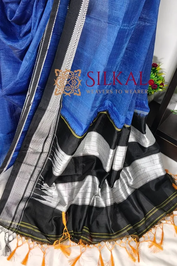 Ilkal_Handloom_Viscose_Cotton_Silk_Chikki_Paras_Border_Saree_SKL04245