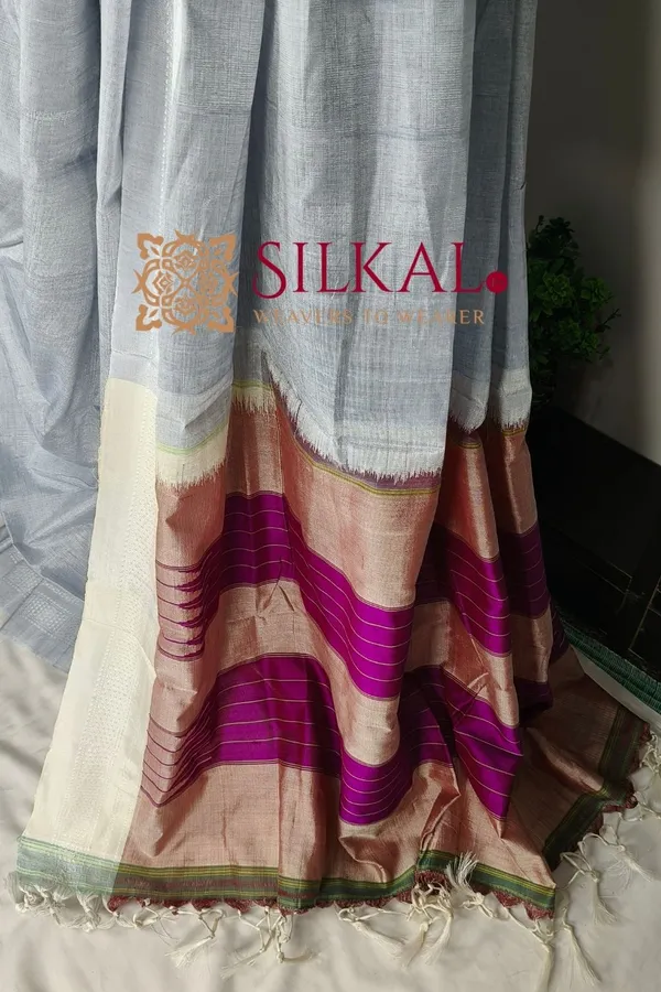 Ilkal_Handloom_Viscose_Cotton_Silk_Chikki_Paras_Border_Saree_SKL04246