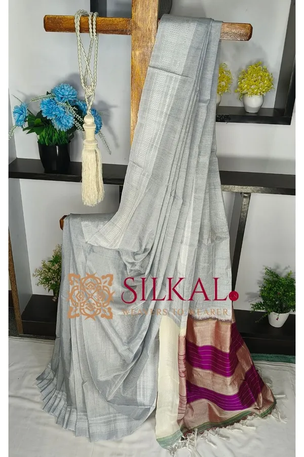Ilkal_Handloom_Viscose_Cotton_Silk_Chikki_Paras_Border_Saree_SKL04246