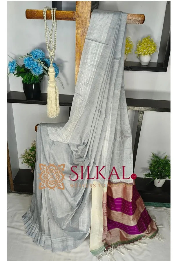 Ilkal_Handloom_Viscose_Cotton_Silk_Chikki_Paras_Border_Saree_SKL04246
