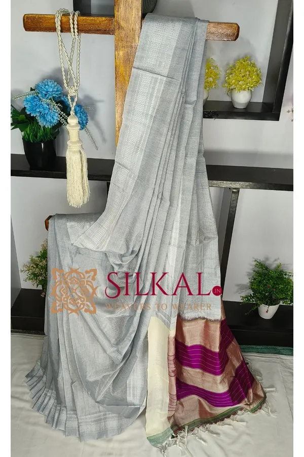 Ilkal_Handloom_Viscose_Cotton_Silk_Chikki_Paras_Border_Saree_SKL04246