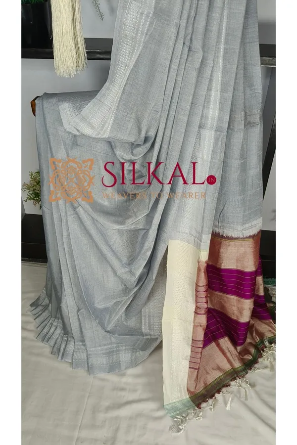 Ilkal_Handloom_Viscose_Cotton_Silk_Chikki_Paras_Border_Saree_SKL04246