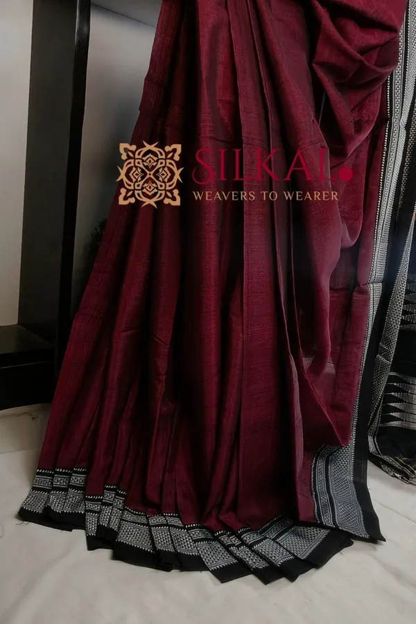 Ilkal_Handloom_Viscose_Cotton_Silk_Chikki_Paras_Border_Saree_SKL04247