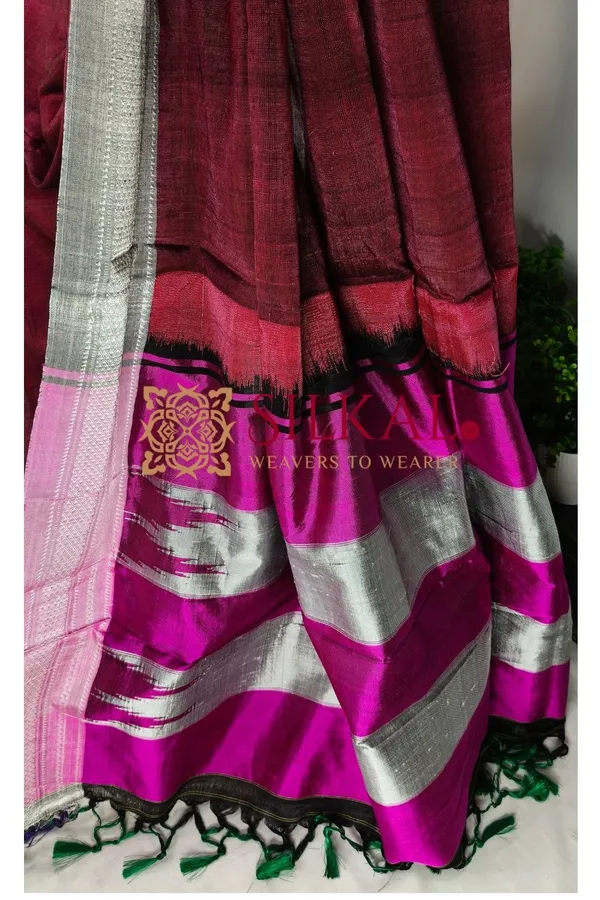 Ilkal_Handloom_Viscose_Cotton_Silk_Chikki_Paras_Border_Saree_SKL04248