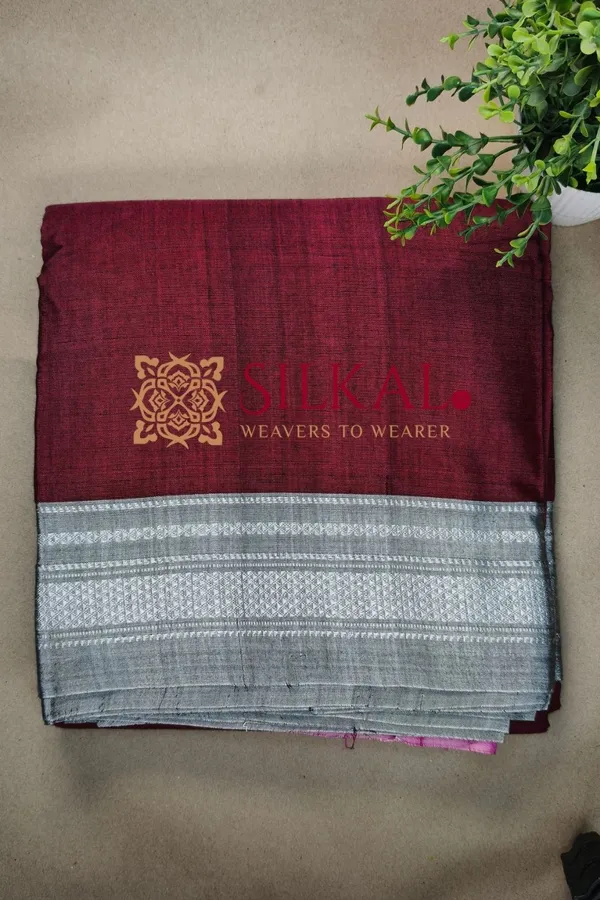 Ilkal_Handloom_Viscose_Cotton_Silk_Chikki_Paras_Border_Saree_SKL04248