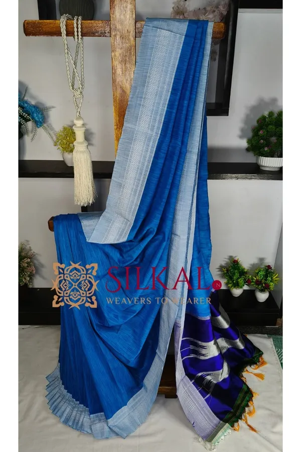 Ilkal_Handloom_Viscose_Cotton_Silk_Chikki_Paras_Border_Saree_SKL04249