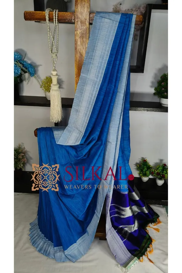Ilkal_Handloom_Viscose_Cotton_Silk_Chikki_Paras_Border_Saree_SKL04249