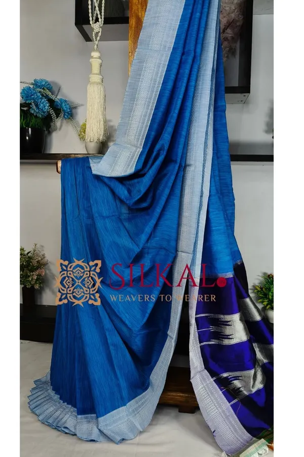Ilkal_Handloom_Viscose_Cotton_Silk_Chikki_Paras_Border_Saree_SKL04249