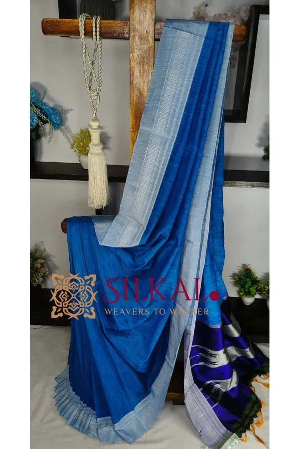 Ilkal_Handloom_Viscose_Cotton_Silk_Chikki_Paras_Border_Saree_SKL04249
